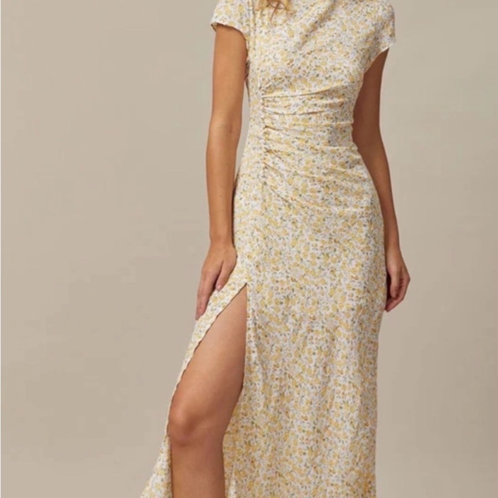 RIHOAS Yellow Floral Asymmetrical Dress